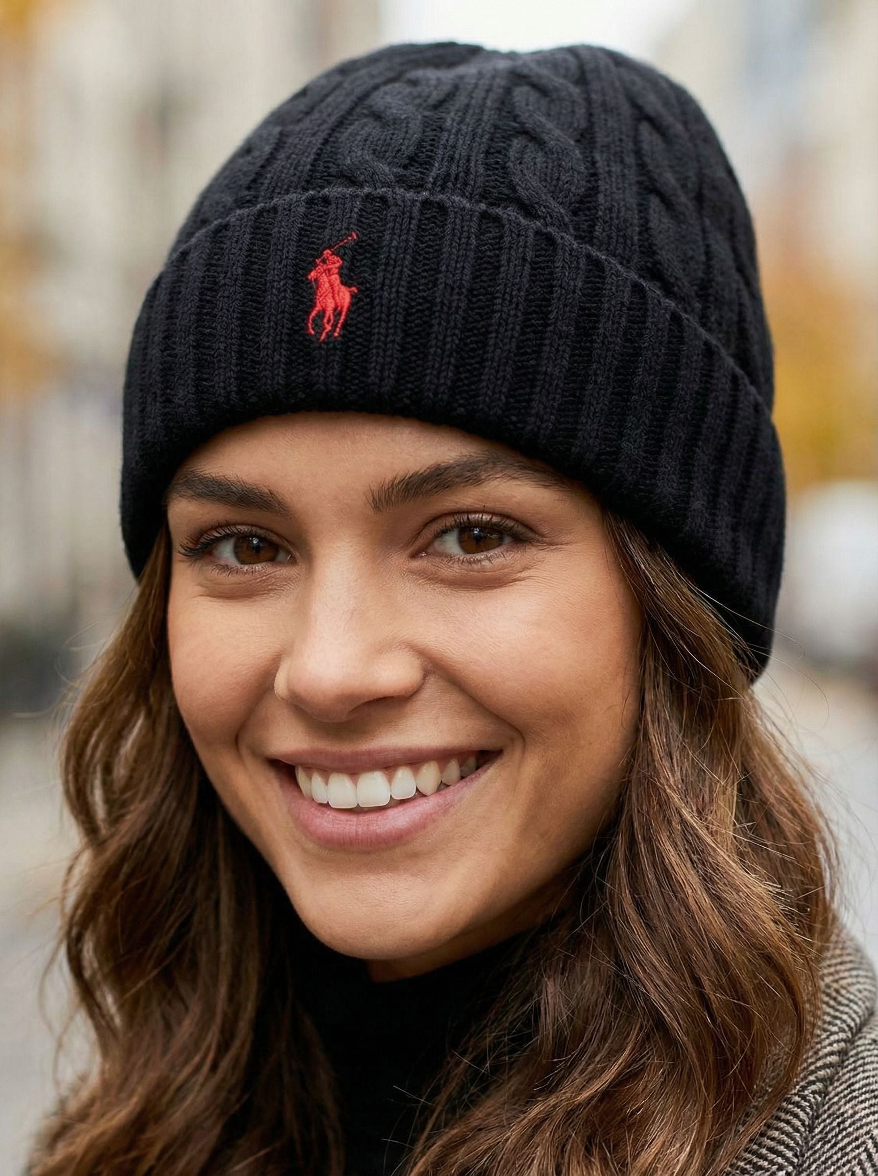 Ralph Lauren - Pletena zimska kapa (Crna)