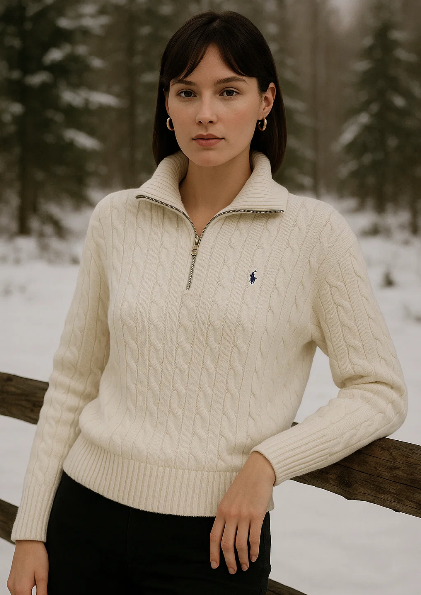 Ralph Lauren - Ženski ZIP džemper (Bijeli)